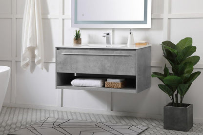 Elegant Furniture & Lighting - Kasper 40 inch Single Bathroom Floating Vanity in Concrete Grey - VF43040CG veiw 3