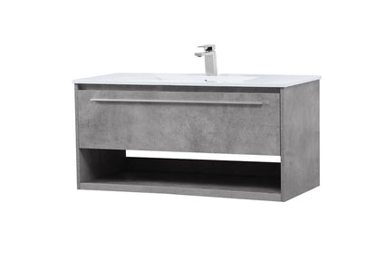 Elegant Furniture & Lighting - Kasper 40 inch Single Bathroom Floating Vanity in Concrete Grey - VF43040CG veiw 7