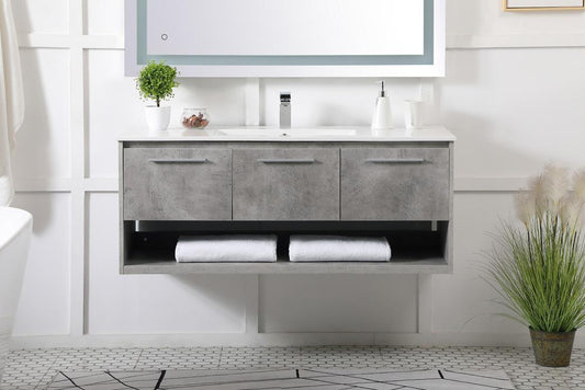 Elegant Furniture & Lighting - Kasper 48 inch Single Bathroom Floating Vanity in Concrete Grey - VF43048CG veiw 2