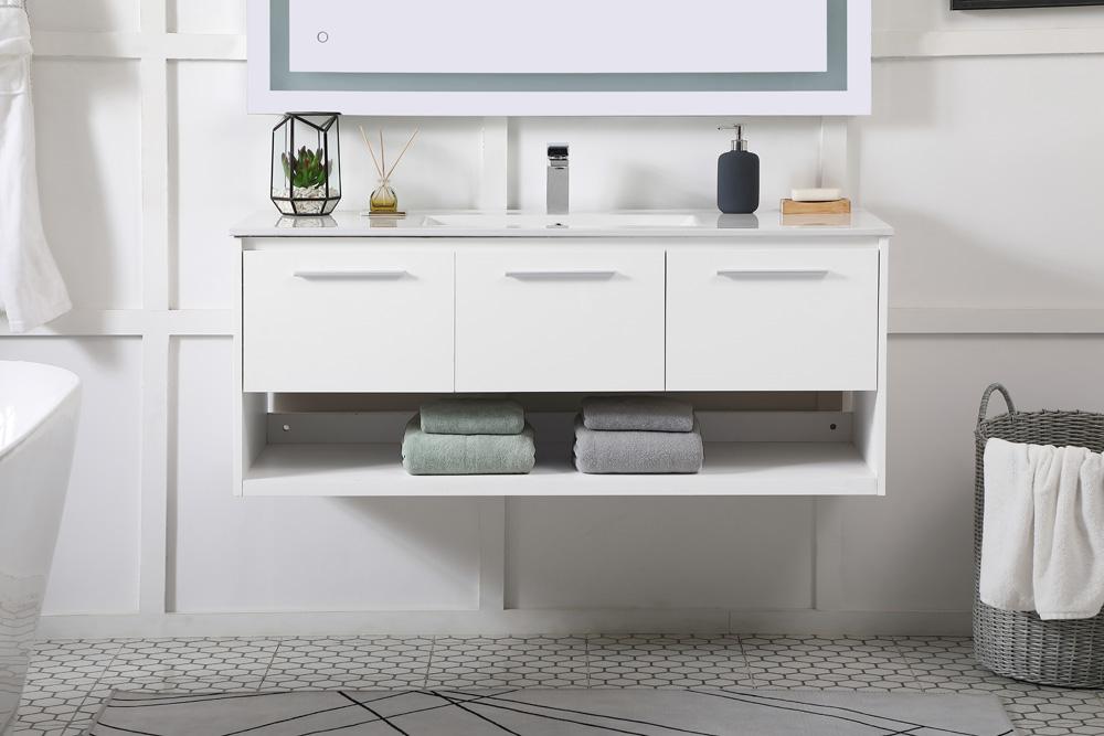 Elegant Furniture & Lighting - Kasper 48 inch Single Bathroom Floating Vanity in White - VF43048WH veiw 2