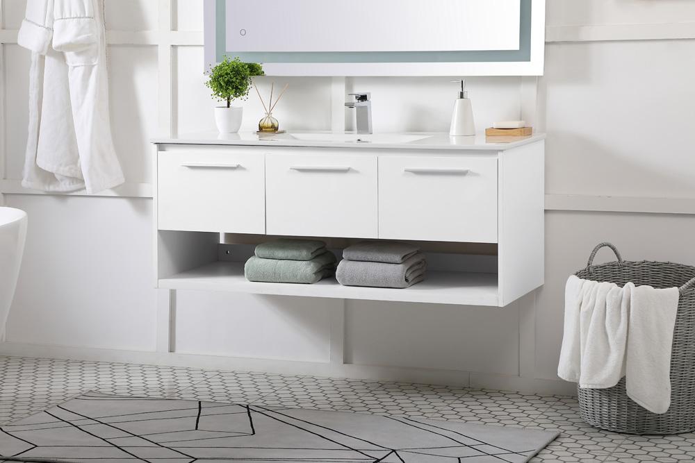 Elegant Furniture & Lighting - Kasper 48 inch Single Bathroom Floating Vanity in White - VF43048WH veiw 3