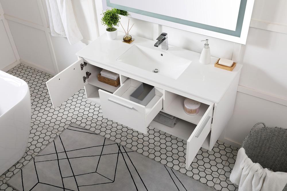 Elegant Furniture & Lighting - Kasper 48 inch Single Bathroom Floating Vanity in White - VF43048WH veiw 4