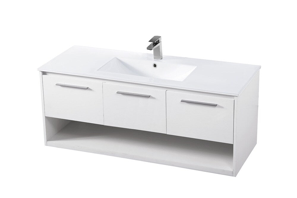 Elegant Furniture & Lighting - Kasper 48 inch Single Bathroom Floating Vanity in White - VF43048WH veiw 8