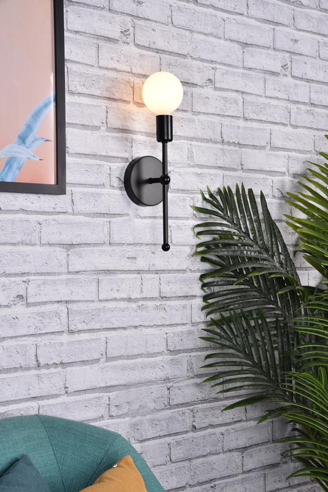 Elegant Furniture & Lighting - Keely 1 light black wall sconce - LD2356BK veiw 2