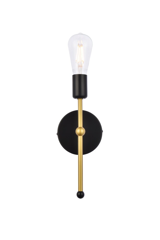 Elegant Furniture & Lighting - Keely 1 light black and brass wall sconce - LD2356BKR veiw 1