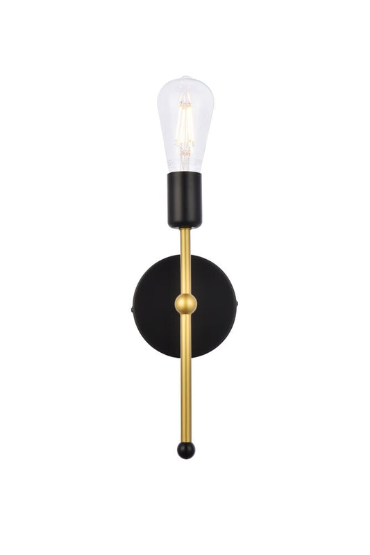 Elegant Furniture & Lighting - Keely 1 light black and brass wall sconce - LD2356BKR veiw 1