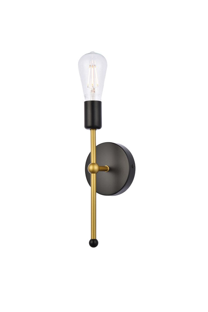 Elegant Furniture & Lighting - Keely 1 light black and brass wall sconce - LD2356BKR veiw 3