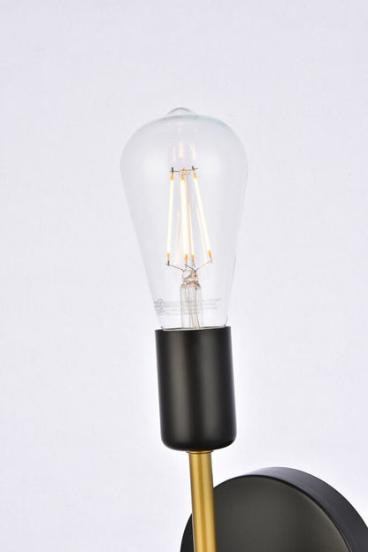 Elegant Furniture & Lighting - Keely 1 light black and brass wall sconce - LD2356BKR veiw 4