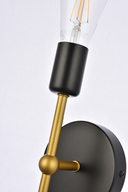 Elegant Furniture & Lighting - Keely 1 light black and brass wall sconce - LD2356BKR veiw 5