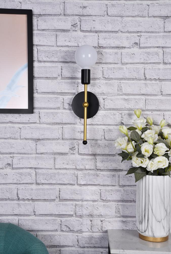 Elegant Furniture & Lighting - Keely 1 light black and brass wall sconce - LD2356BKR veiw 9