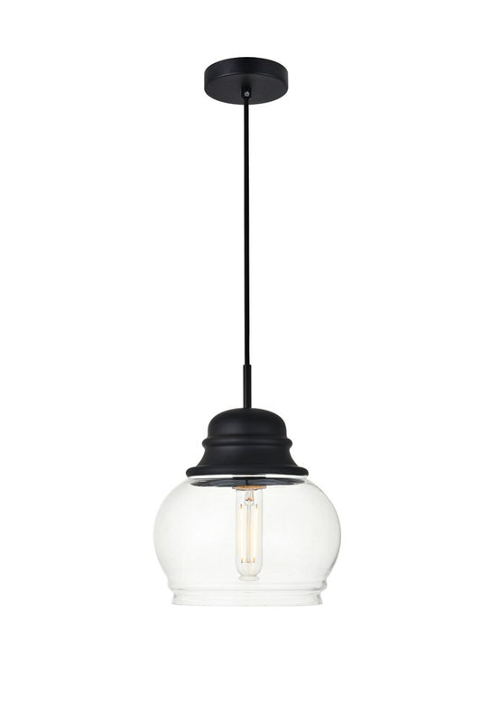 Elegant Furniture & Lighting - Kenna 1 Light Black Pendant With Clear Glass - LD2252BK veiw 1