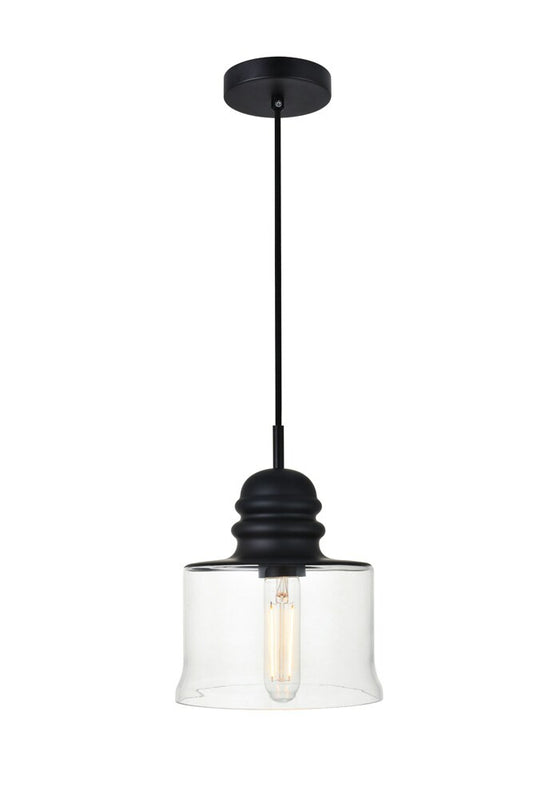 Elegant Furniture & Lighting - Kenna 1 Light Black Pendant With Clear Glass - LD2253BK veiw 1