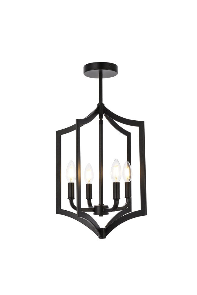 Elegant Furniture & Lighting - Kiera 4 lights pendant in black - LD7068F14BK veiw 1