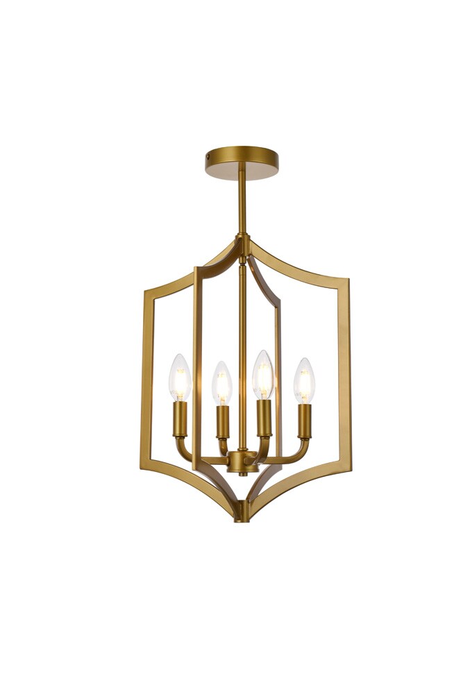 Elegant Furniture & Lighting - Kiera 4 lights pendant in brass - LD7068F14BR veiw 1