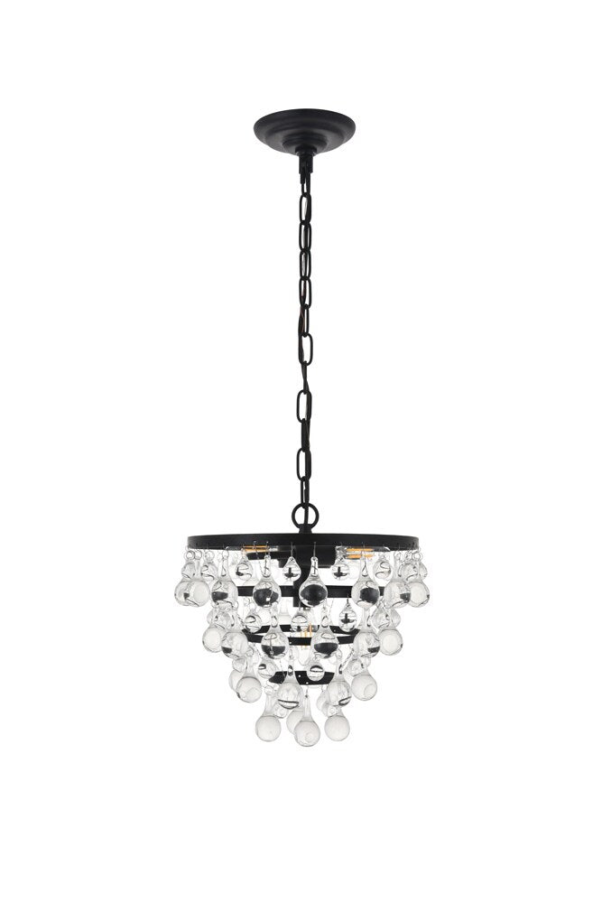 Elegant Furniture & Lighting - Kora 3 light Black Pendant - LD5016D13BK veiw 1