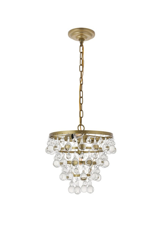 Elegant Furniture & Lighting - Kora 3 light Brass Pendant - LD5016D13BR veiw 1