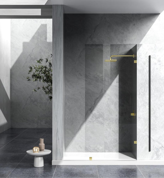 Elegant Furniture & Lighting - Laredo Fixed frameless shower door 35 x 78 Brushed Gold - SD155-3578BGD veiw 1