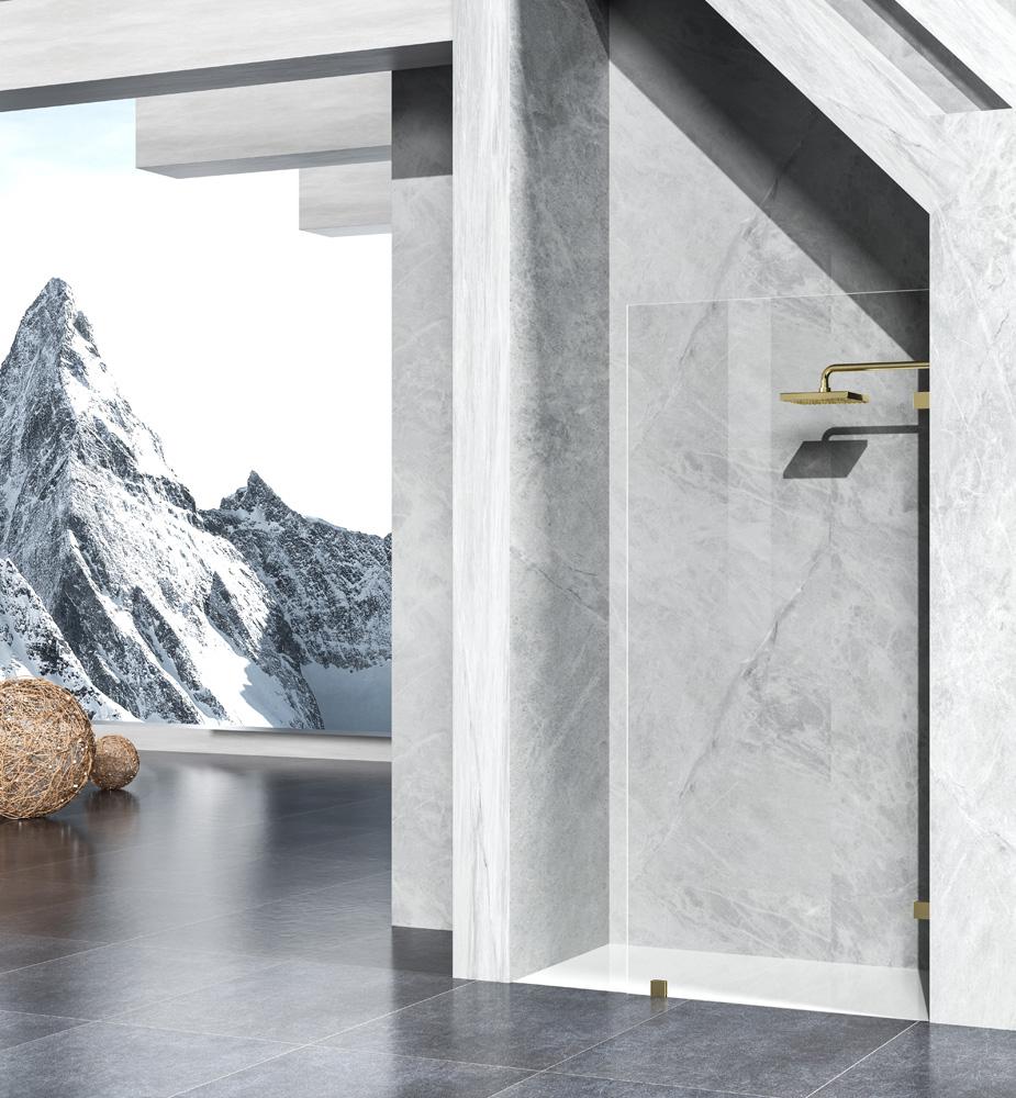 Elegant Furniture & Lighting - Laredo Fixed frameless shower door 35 x 78 Brushed Gold - SD155-3578BGD veiw 3