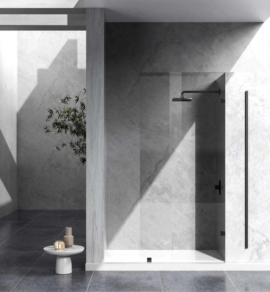 Elegant Furniture & Lighting - Laredo Fixed frameless shower door 35 x 78 Matte Black - SD155-3578MBK veiw 1