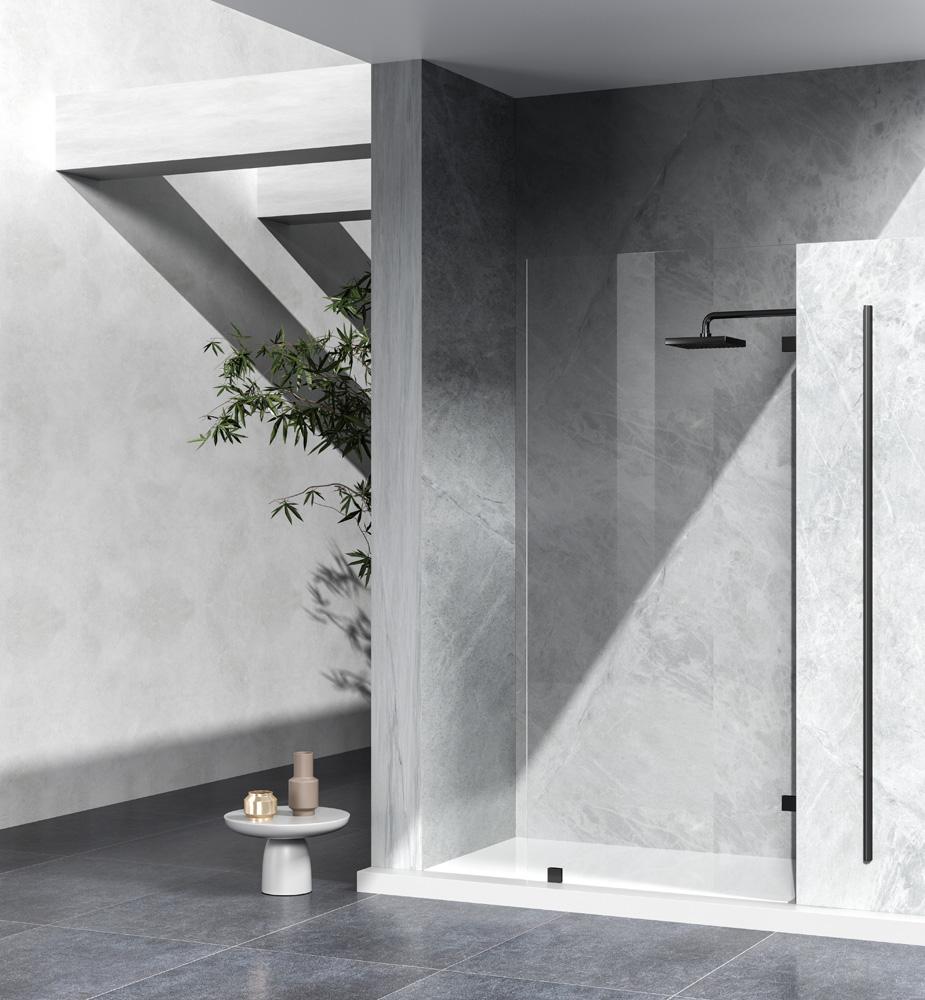 Elegant Furniture & Lighting - Laredo Fixed frameless shower door 35 x 78 Matte Black - SD155-3578MBK veiw 2