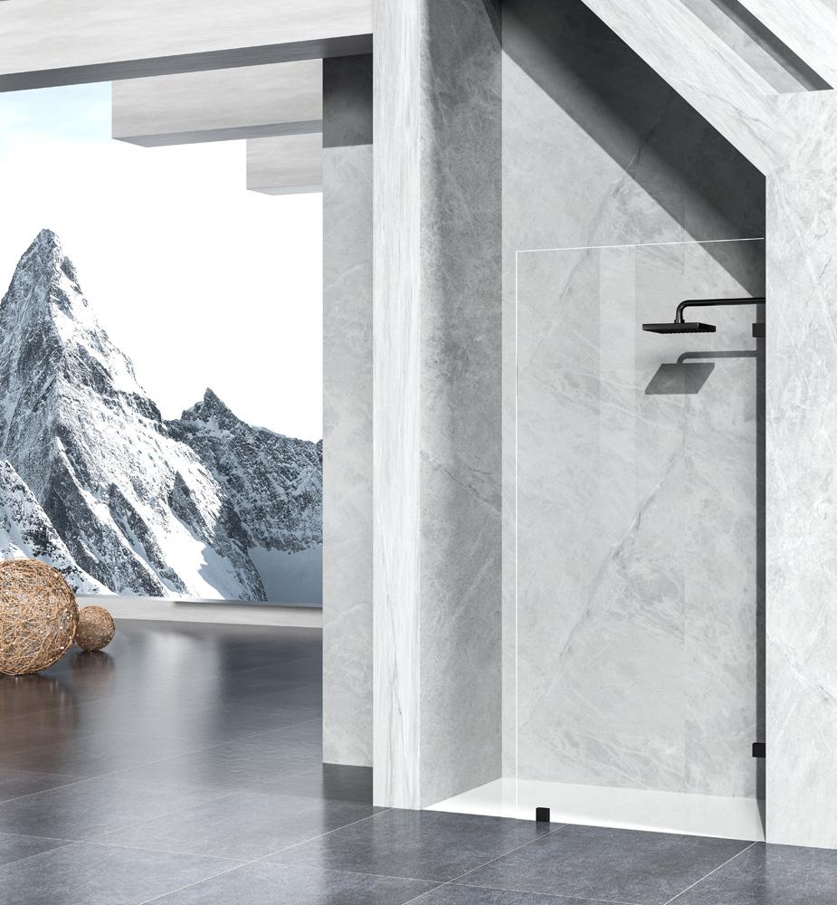 Elegant Furniture & Lighting - Laredo Fixed frameless shower door 35 x 78 Matte Black - SD155-3578MBK veiw 3