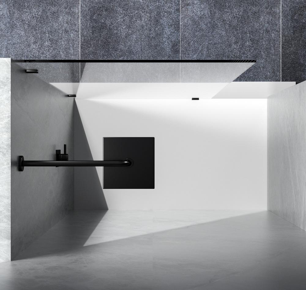 Elegant Furniture & Lighting - Laredo Fixed frameless shower door 35 x 78 Matte Black - SD155-3578MBK veiw 5