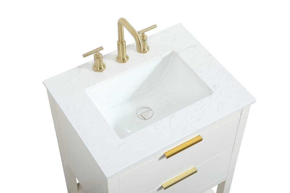 Elegant Furniture & Lighting - Larkin 24 inch Single bathroom vanity in white - VF19224WH veiw 3