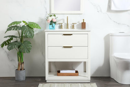 Elegant Furniture & Lighting - Larkin 30 inch Single bathroom vanity in white with backsplash - VF19230WH-BS veiw 2