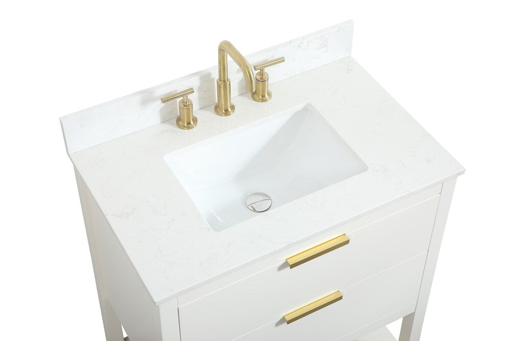 Elegant Furniture & Lighting - Larkin 30 inch Single bathroom vanity in white with backsplash - VF19230WH-BS veiw 3