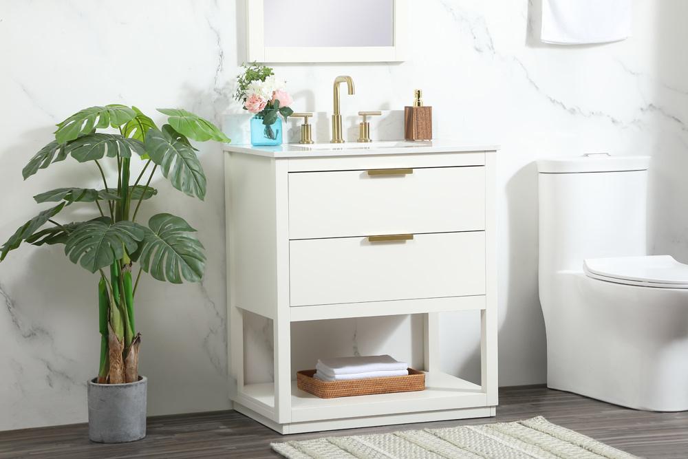 Elegant Furniture & Lighting - Larkin 30 inch Single bathroom vanity in white with backsplash - VF19230WH-BS veiw 9