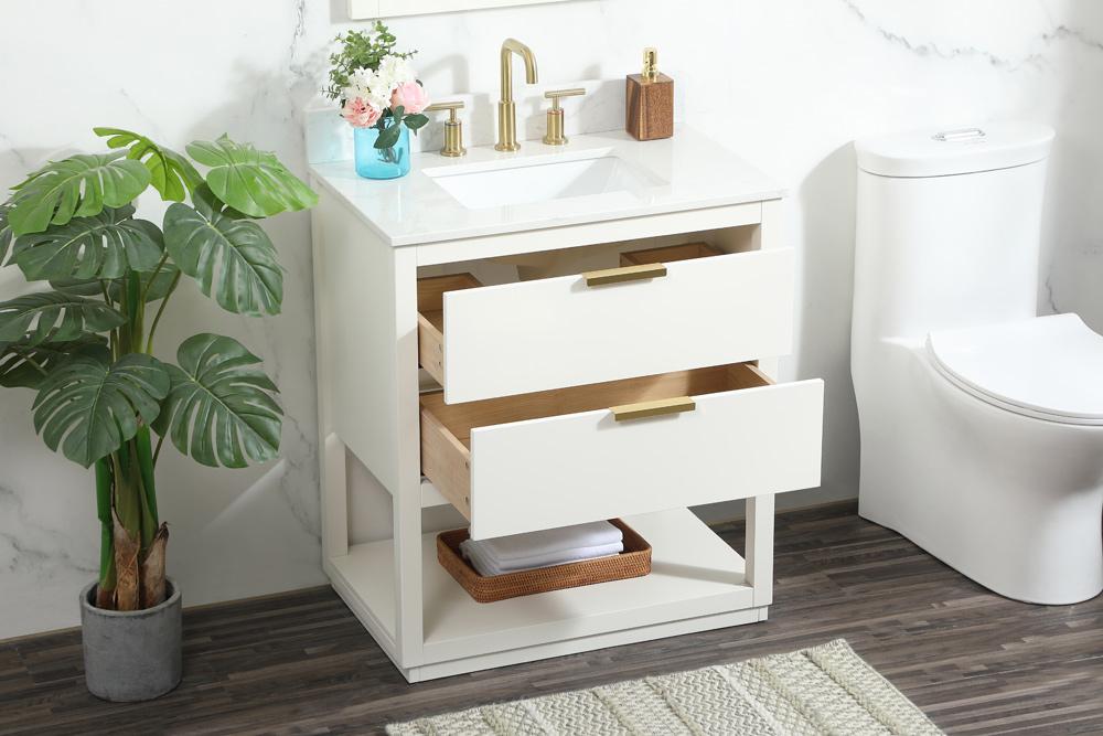 Elegant Furniture & Lighting - Larkin 30 inch Single bathroom vanity in white with backsplash - VF19230WH-BS veiw 10