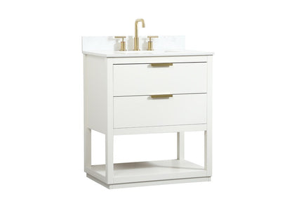 Elegant Furniture & Lighting - Larkin 30 inch Single bathroom vanity in white with backsplash - VF19230WH-BS veiw 14