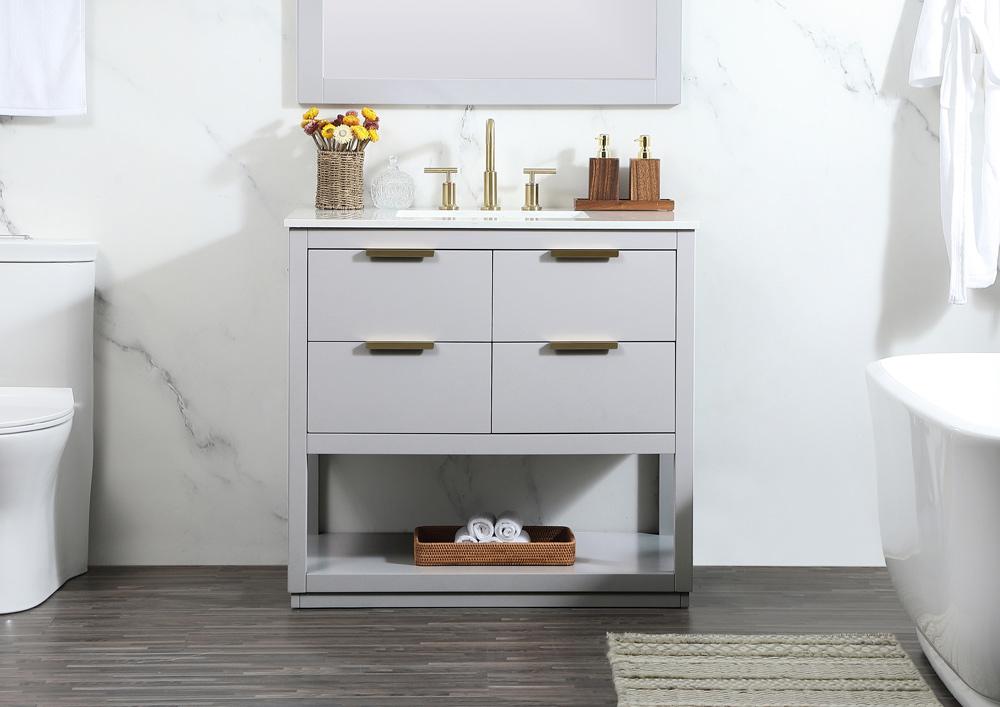 Elegant Furniture & Lighting - Larkin 36 inch Single bathroom vanity in grey - VF19236GR veiw 2