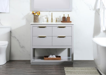 Elegant Furniture & Lighting - Larkin 36 inch Single bathroom vanity in grey - VF19236GR veiw 2