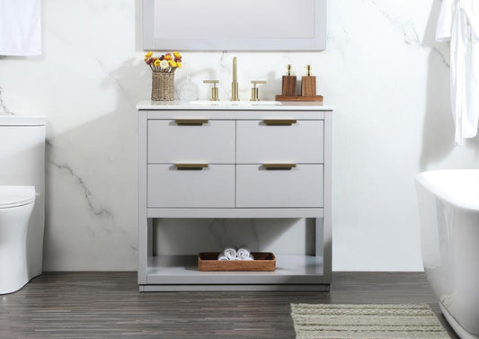 Elegant Furniture & Lighting - Larkin 36 inch Single bathroom vanity in grey - VF19236GR veiw 2