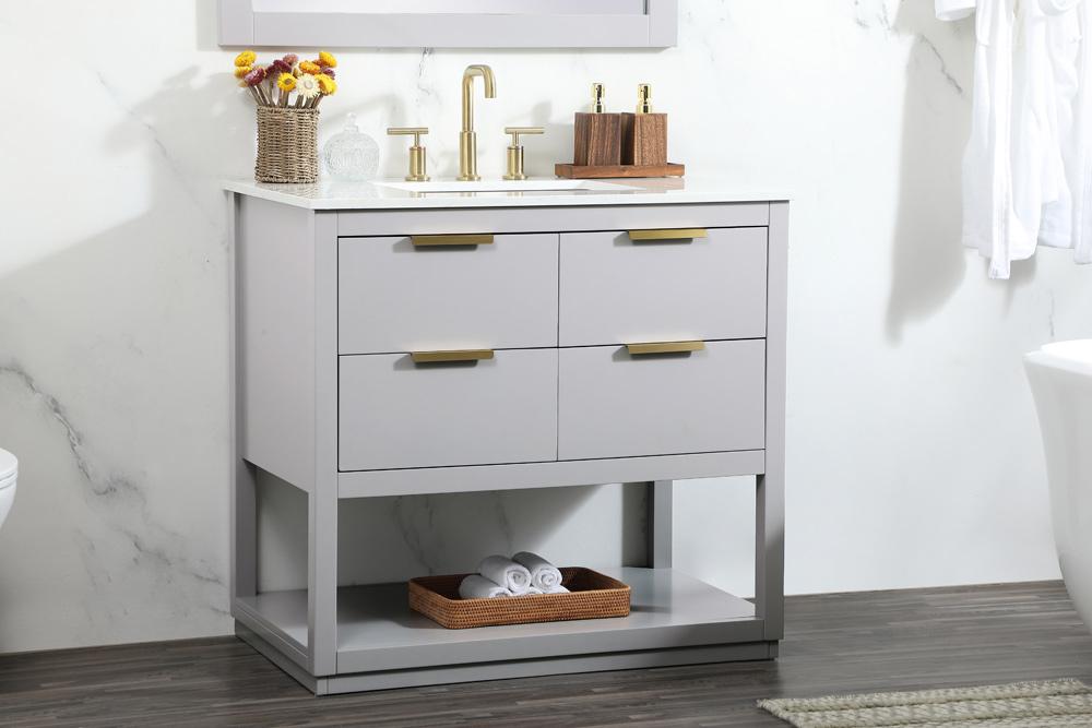 Elegant Furniture & Lighting - Larkin 36 inch Single bathroom vanity in grey - VF19236GR veiw 9