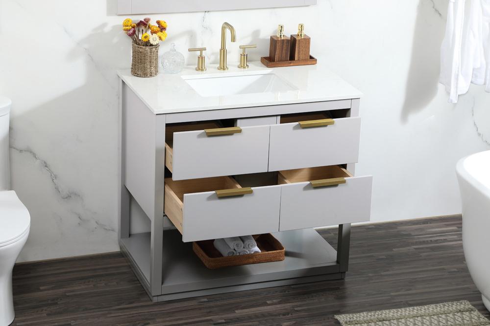 Elegant Furniture & Lighting - Larkin 36 inch Single bathroom vanity in grey - VF19236GR veiw 10