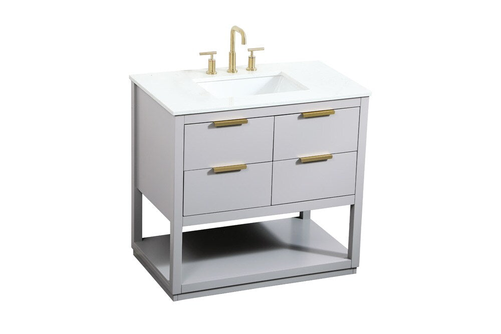 Elegant Furniture & Lighting - Larkin 36 inch Single bathroom vanity in grey - VF19236GR veiw 15