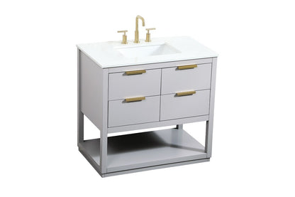 Elegant Furniture & Lighting - Larkin 36 inch Single bathroom vanity in grey - VF19236GR veiw 15