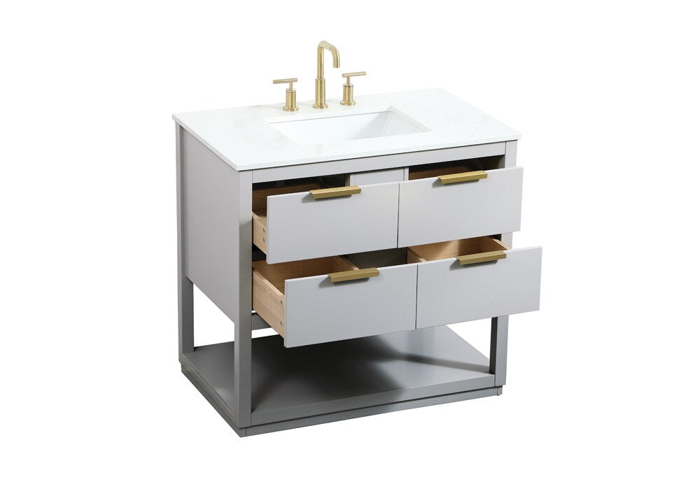 Elegant Furniture & Lighting - Larkin 36 inch Single bathroom vanity in grey - VF19236GR veiw 16