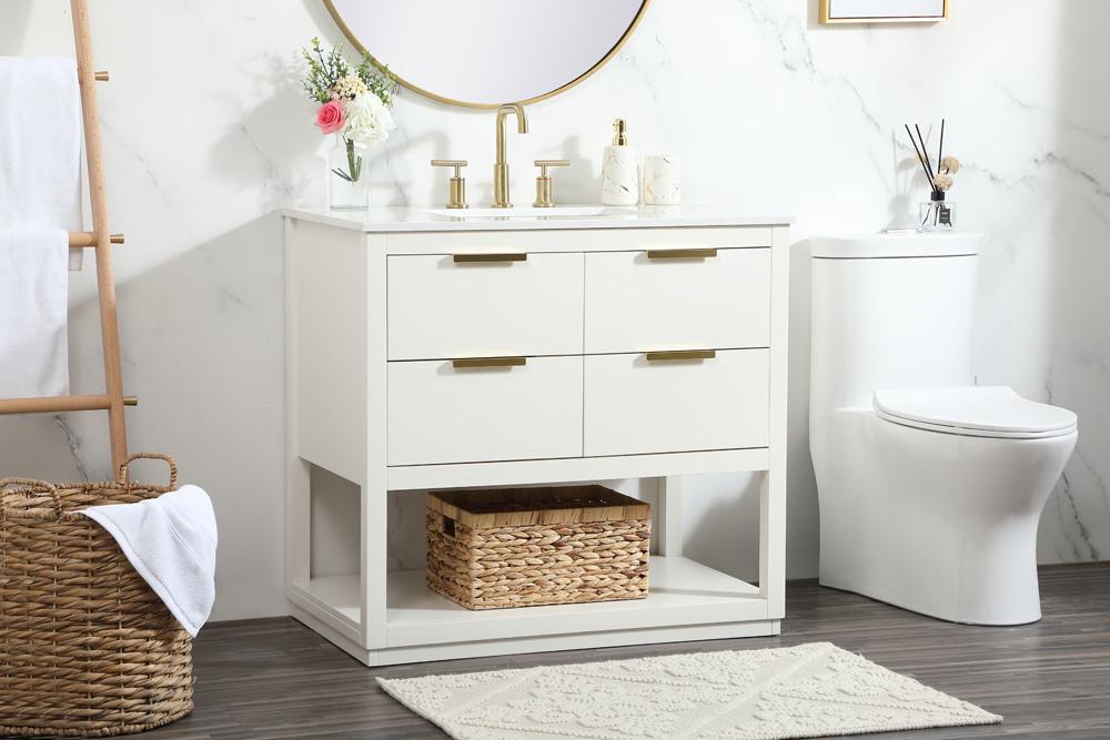 Elegant Furniture & Lighting - Larkin 36 inch Single bathroom vanity in white - VF19236WH veiw 9
