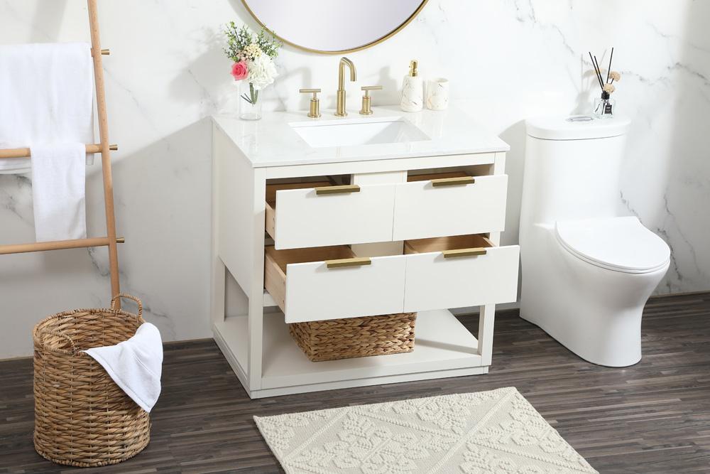 Elegant Furniture & Lighting - Larkin 36 inch Single bathroom vanity in white - VF19236WH veiw 10