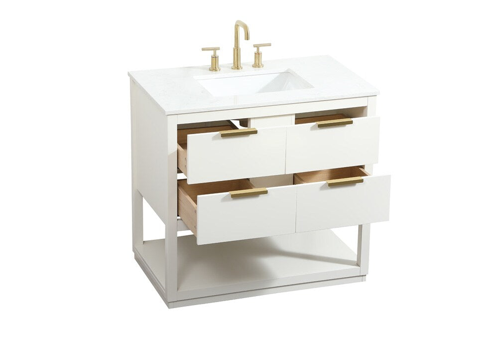 Elegant Furniture & Lighting - Larkin 36 inch Single bathroom vanity in white - VF19236WH veiw 16