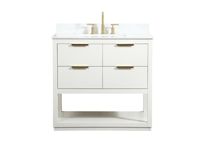 Elegant Furniture & Lighting - Larkin 36 inch Single bathroom vanity in white with backsplash - VF19236WH-BS veiw 1