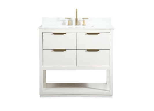 Elegant Furniture & Lighting - Larkin 36 inch Single bathroom vanity in white with backsplash - VF19236WH-BS veiw 1