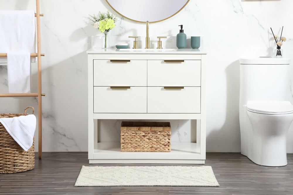 Elegant Furniture & Lighting - Larkin 36 inch Single bathroom vanity in white with backsplash - VF19236WH-BS veiw 2