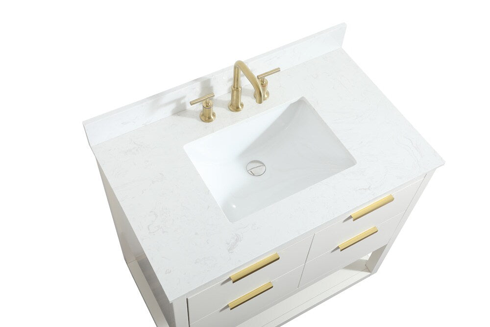 Elegant Furniture & Lighting - Larkin 36 inch Single bathroom vanity in white with backsplash - VF19236WH-BS veiw 3