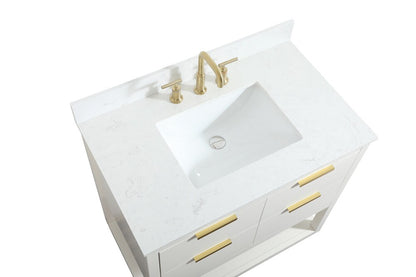 Elegant Furniture & Lighting - Larkin 36 inch Single bathroom vanity in white with backsplash - VF19236WH-BS veiw 3