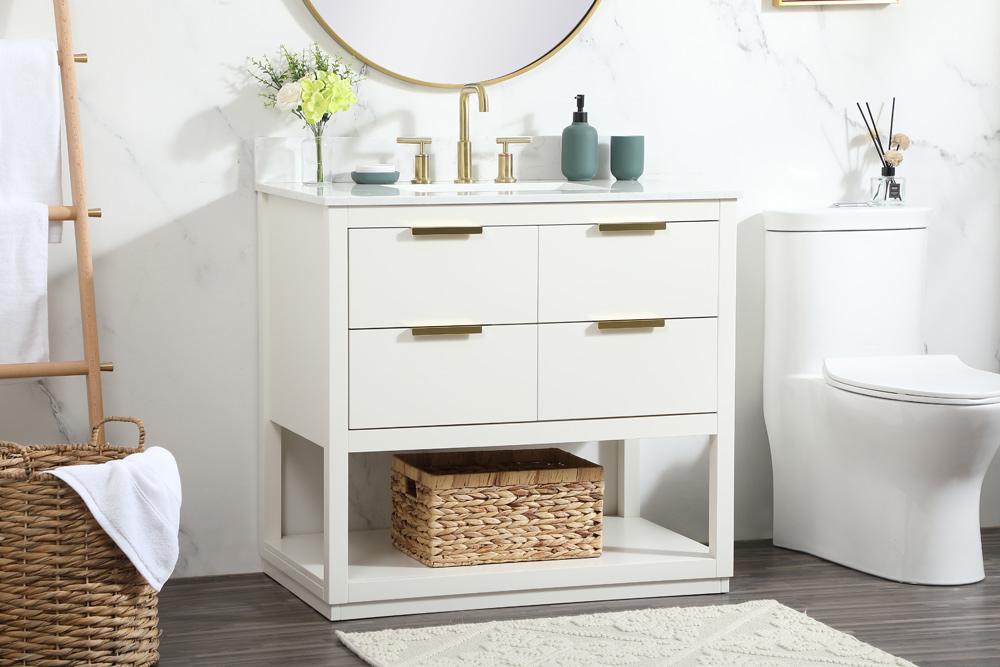 Elegant Furniture & Lighting - Larkin 36 inch Single bathroom vanity in white with backsplash - VF19236WH-BS veiw 9