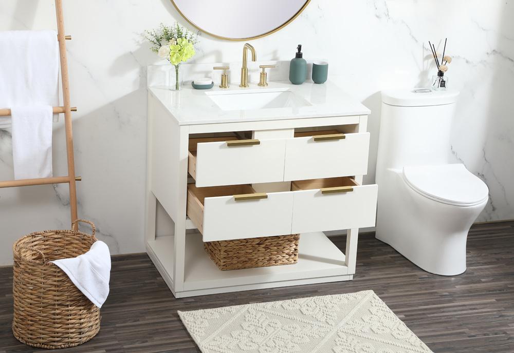 Elegant Furniture & Lighting - Larkin 36 inch Single bathroom vanity in white with backsplash - VF19236WH-BS veiw 10
